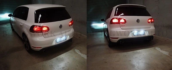 2 шт. белые светодиодные лампы заднего номерного знака без ошибок для Golf/Rabbit MK6 Golf 6