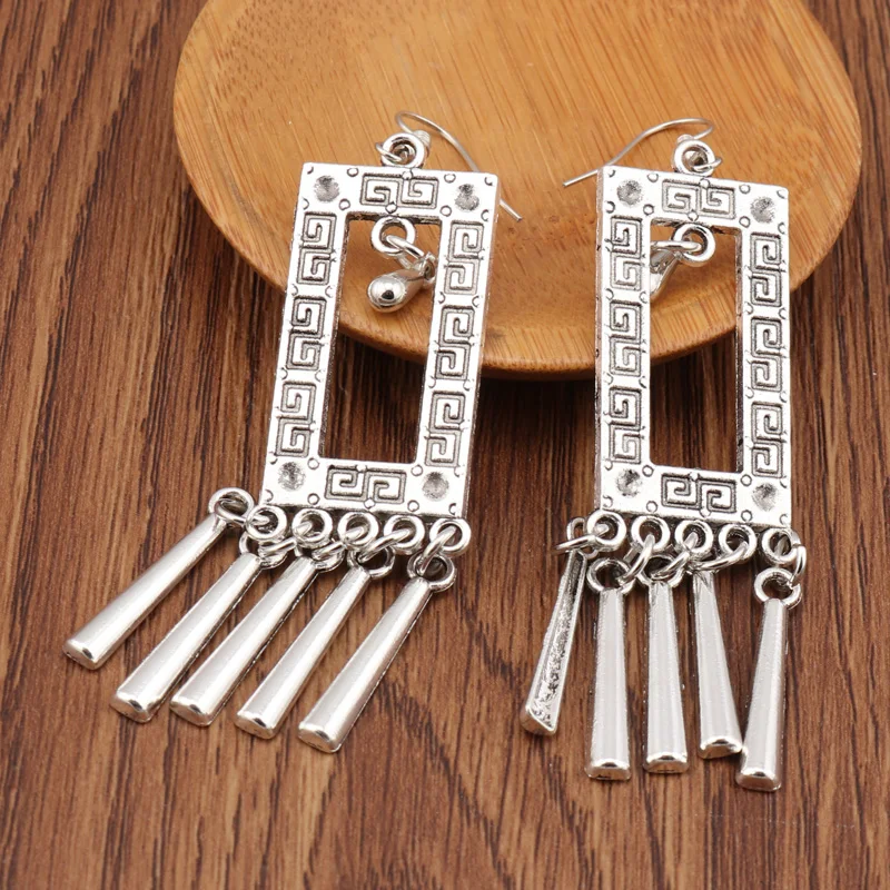 Tenande винтажные панк тибетского серебристого цвета длинные эффектные квадратные