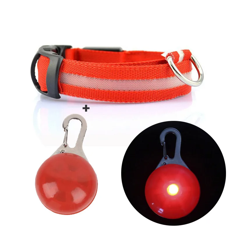Red Нейлоновый светодиодный ошейник для кошек, собак, ночное освещение, светится в темноте, ожерелье для собак, светящиеся флуоресцентные ошейники, товары для домашних животных - Цвет: Red