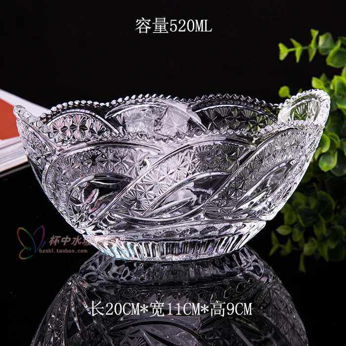 Прозрачная стеклянная тарелка для фруктов салатов десертов с кораблем|crystal glass