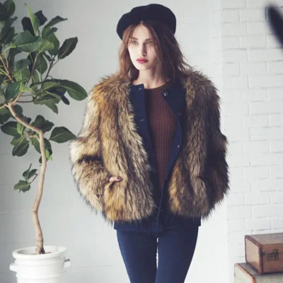 Brown fashion autumn faux mink leather jacket womens winter thicken warm fur leather coat woman slim jackets jaqueta de couro