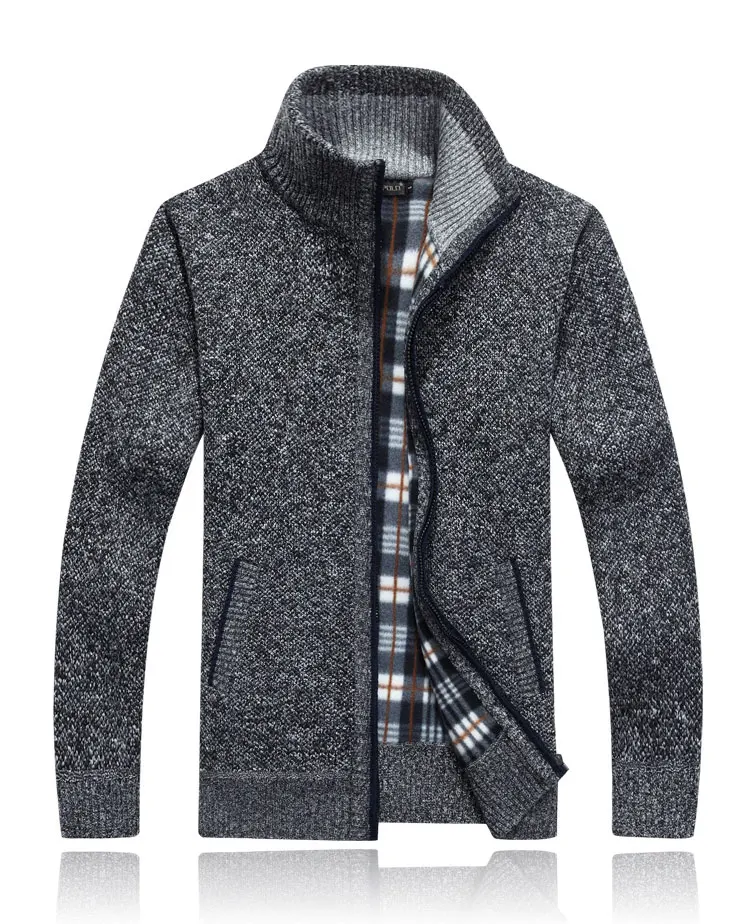 Новинка, 4XL 5XL, мужской свитер из флиса, Осень-зима, теплое кашемировое платье, тонкий толстый шерстяной свитер на молнии, Повседневный свитер, мужское вязаное пальто
