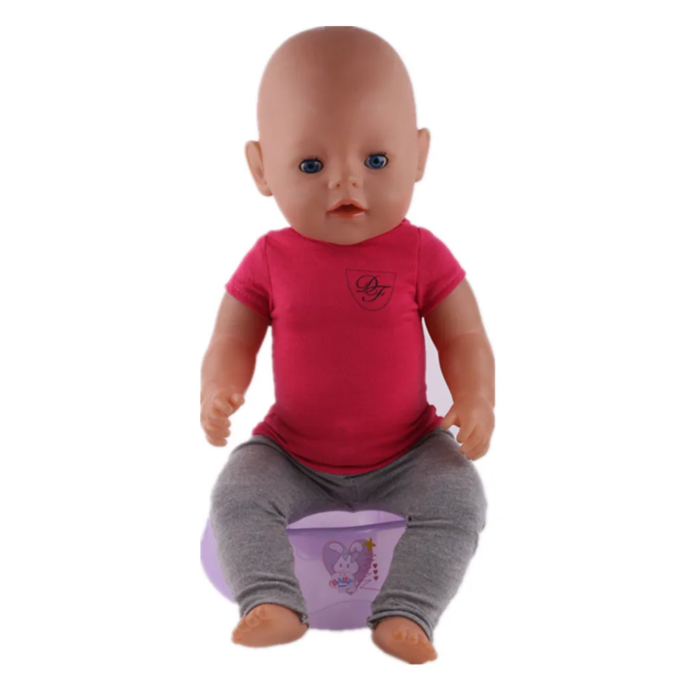 Красные футболки с коротким рукавом + серые леггинсы подходит 43 см Zapf Baby Born кукла