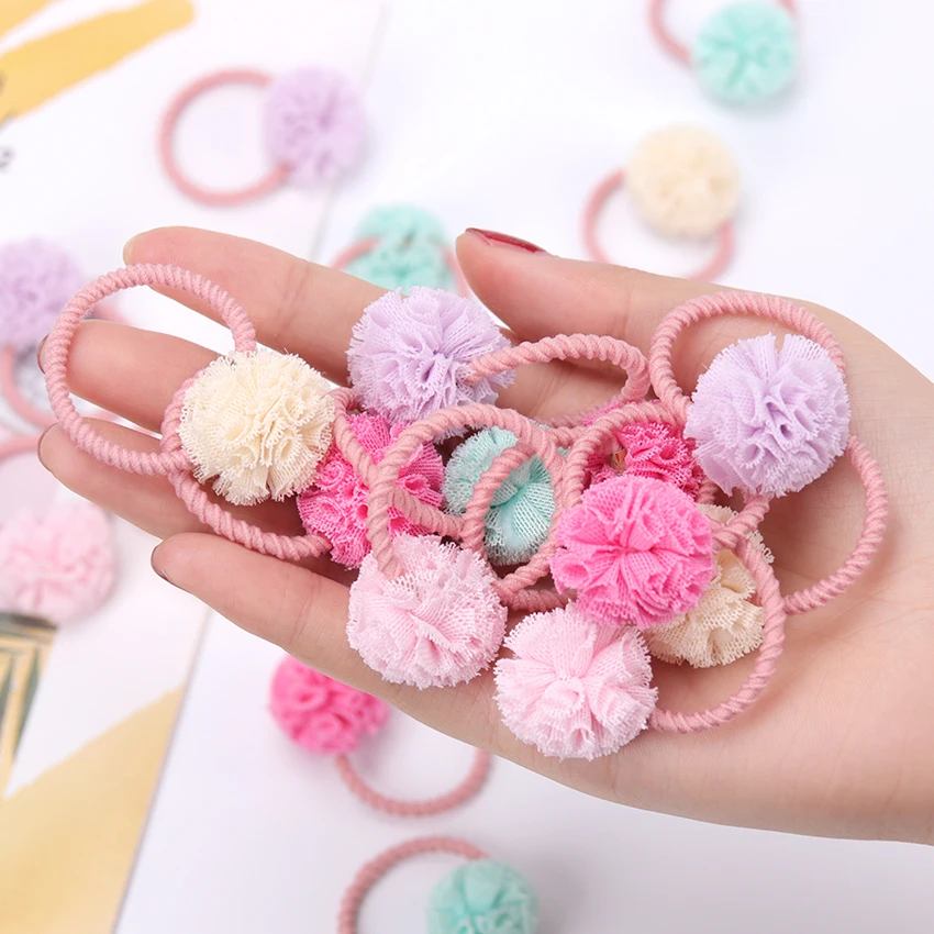 2PCS Cute Little Girls Hair Ties Ball Elastic Hair Band For Kids Hair Ropes Hair Accessories