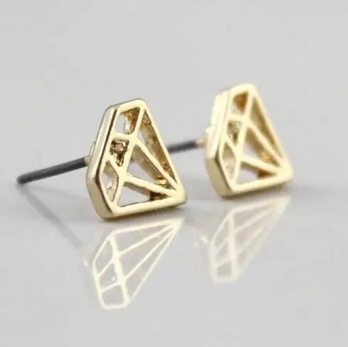 Изысканный мода любители девушки цвет золота треугольник мило серьги для женщин