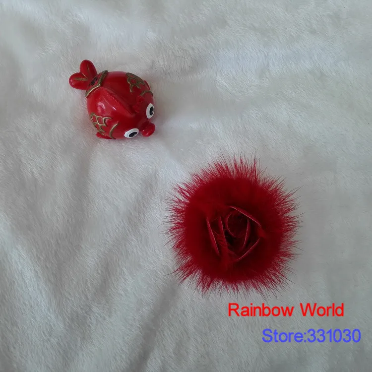 Настоящая красная брошь из меха норки с цветком розы для пальто корсажа модные