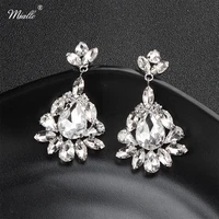 miallo 2019 newest fashion water drop crystal long drop earrings women wedding jewelry clear bride dangle earrings holiday gifts