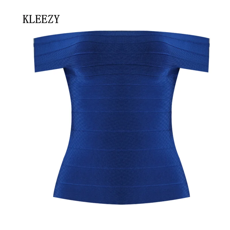 Kleezy с открытыми плечами Slash шеи бинты Женщины Топ Леди жилет Camiseta 4 вида цветов