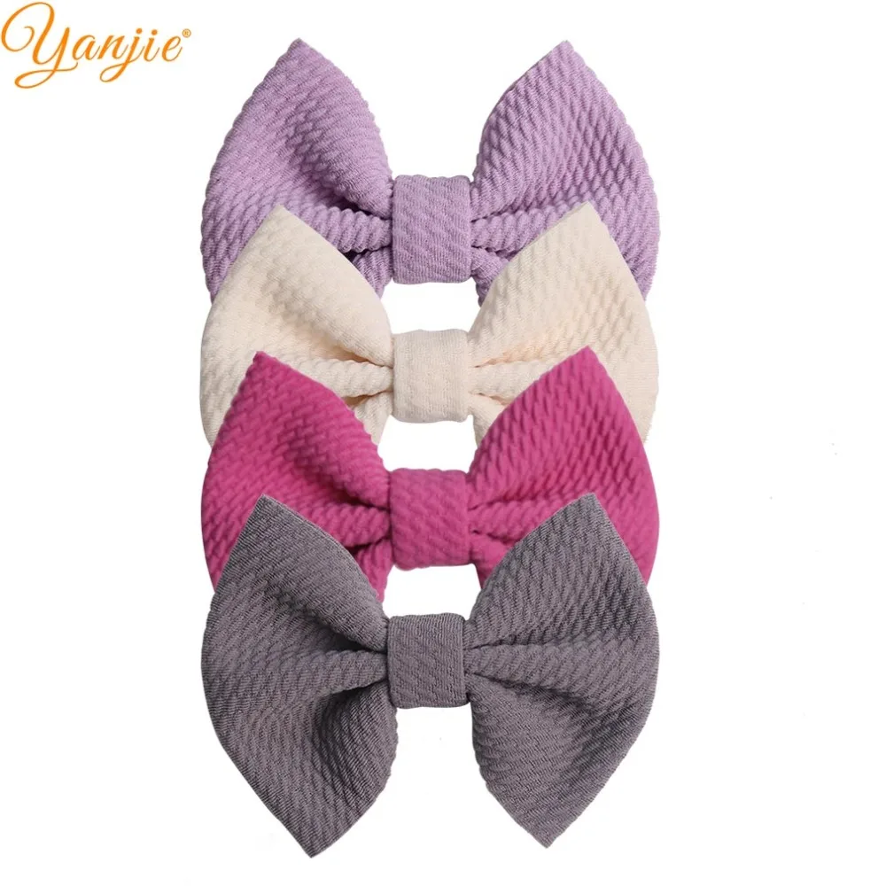 10 шт./лот однотонные банты для волос 4 дюйма вафли заколки женщин сделай сам