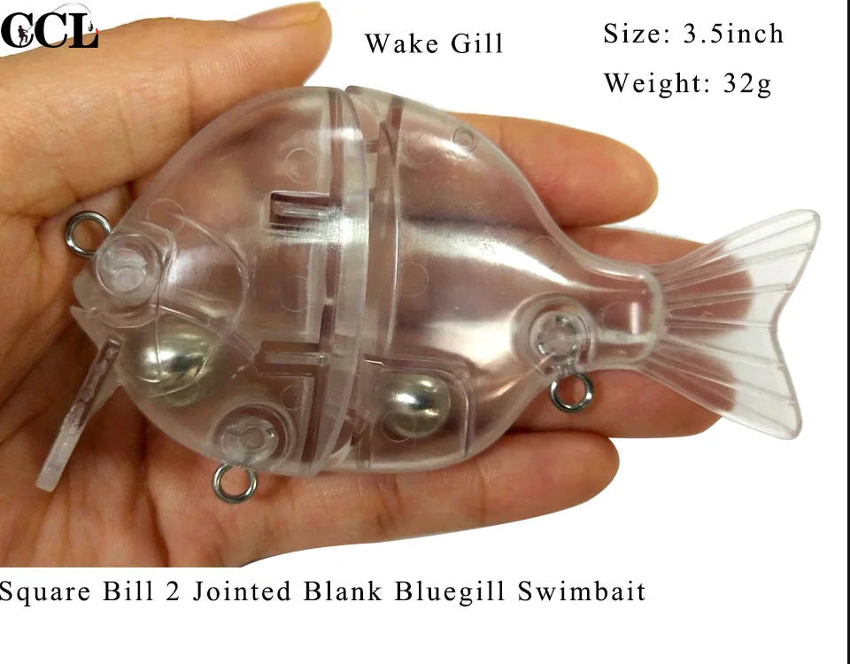 3pcs CCL Пользовательские Приманки пустые Bluegill Swimbait 3,5 дюймов 32 г Неокрашенная Wake Gill приманка прозрачный корпус Воблер для рыболовной наживки шарнирные приманки - Цвет: 3pcs