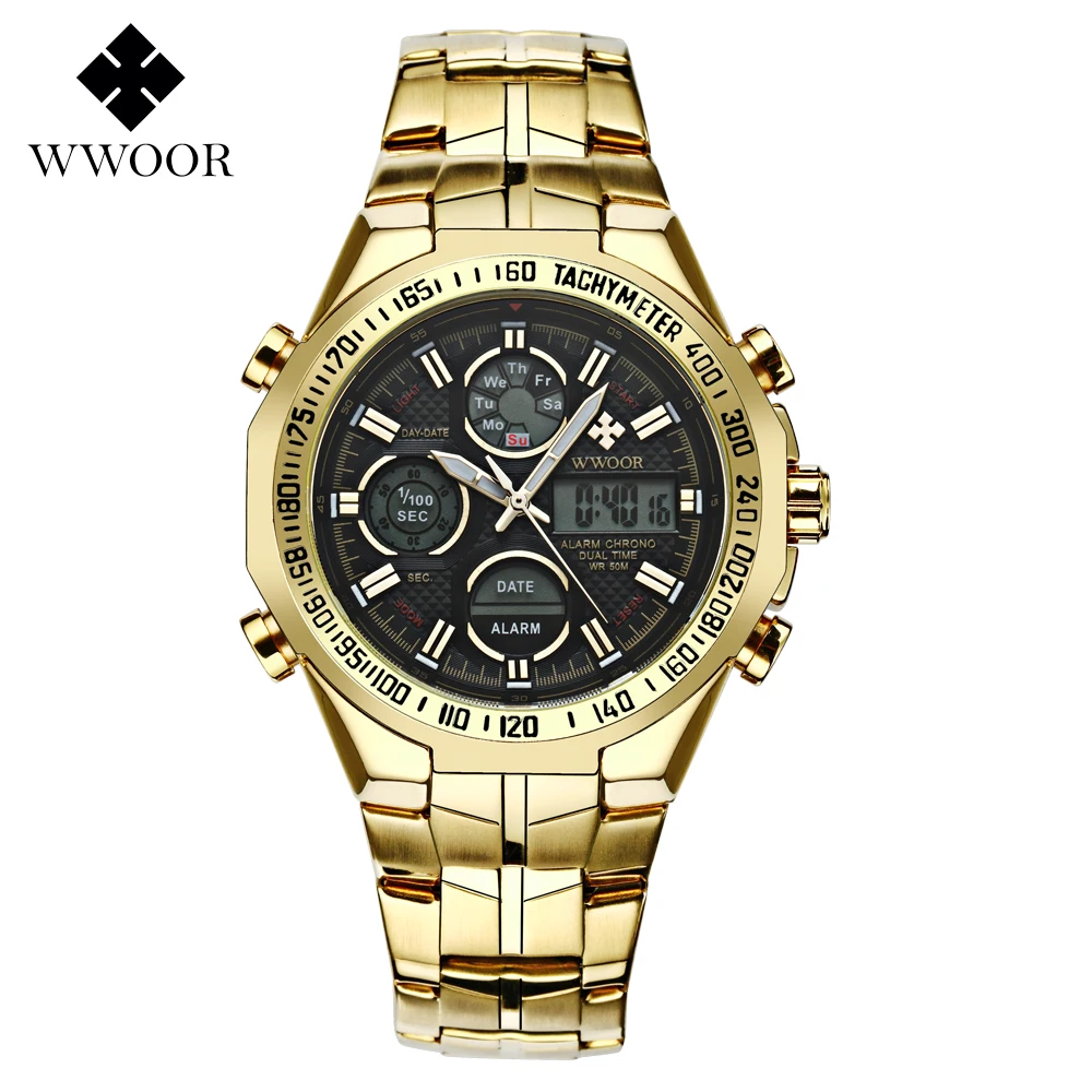 WWOOR оригинальные Роскошные Лидирующий бренд кварцевые часы из нержавеющей стали