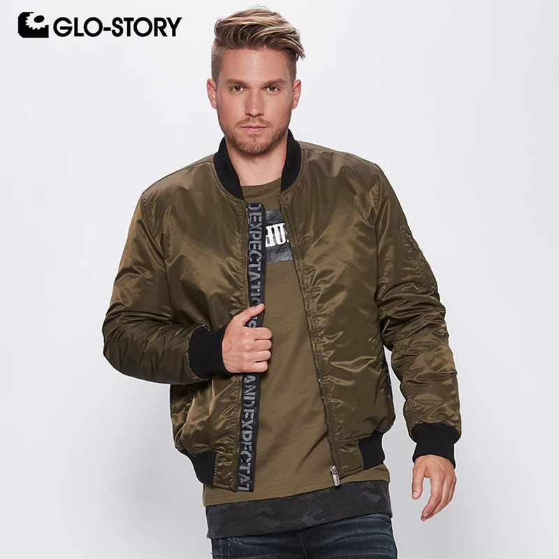 GLO STORY 2018 осень зима мужская куртка бомбер лента молния толстое пальто Мужская