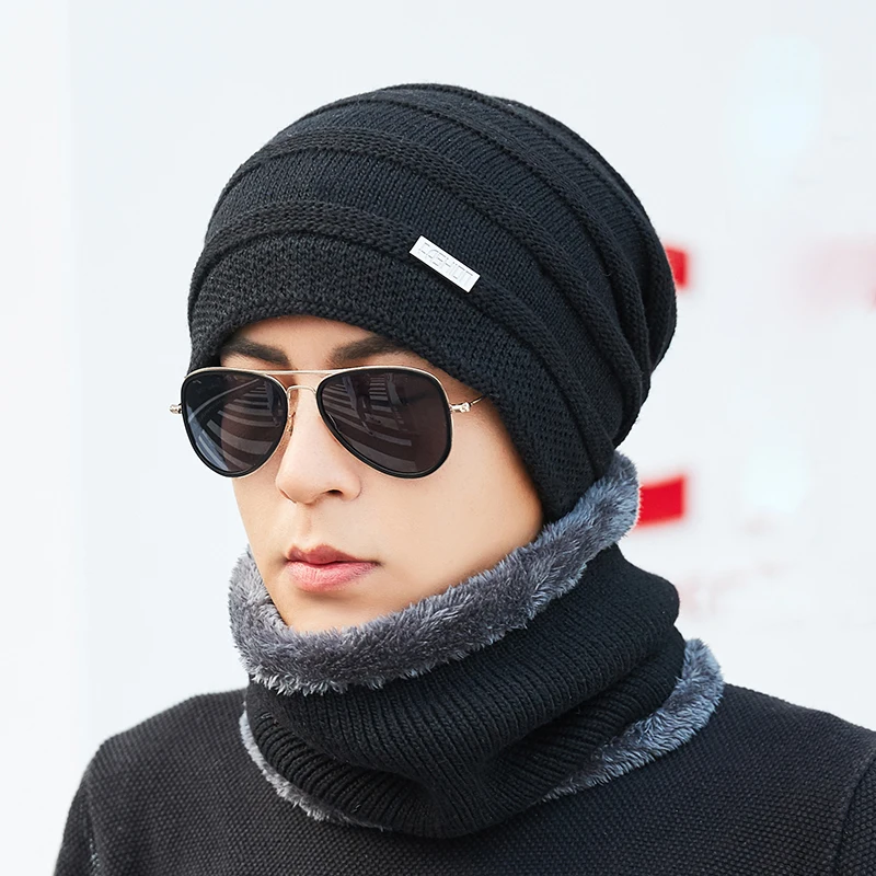 Зимние Skullies шапочки Для мужчин вязанные шапки кепки подкладка держать теплый
