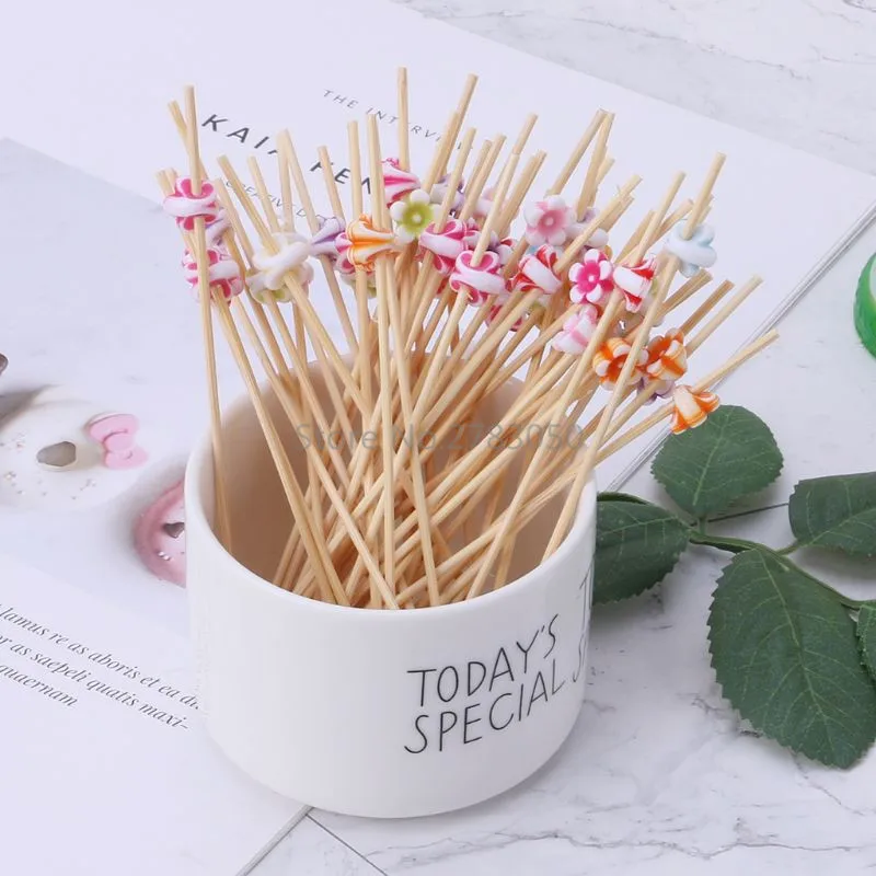 100pcs 12cm Flower Fruit Picks Dessert Buffet Salad Fork Cake Muffin Vegetable Cocktail Sticks for Home Wedding Party | Дом и сад