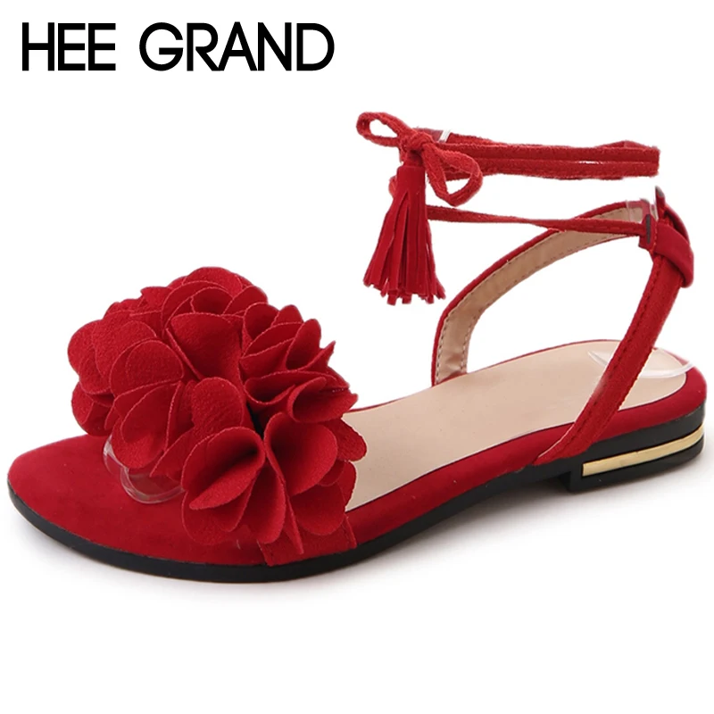 HEE GRAND/флоковые летние сандалии-гладиаторы на шнуровке повседневная мягкая обувь