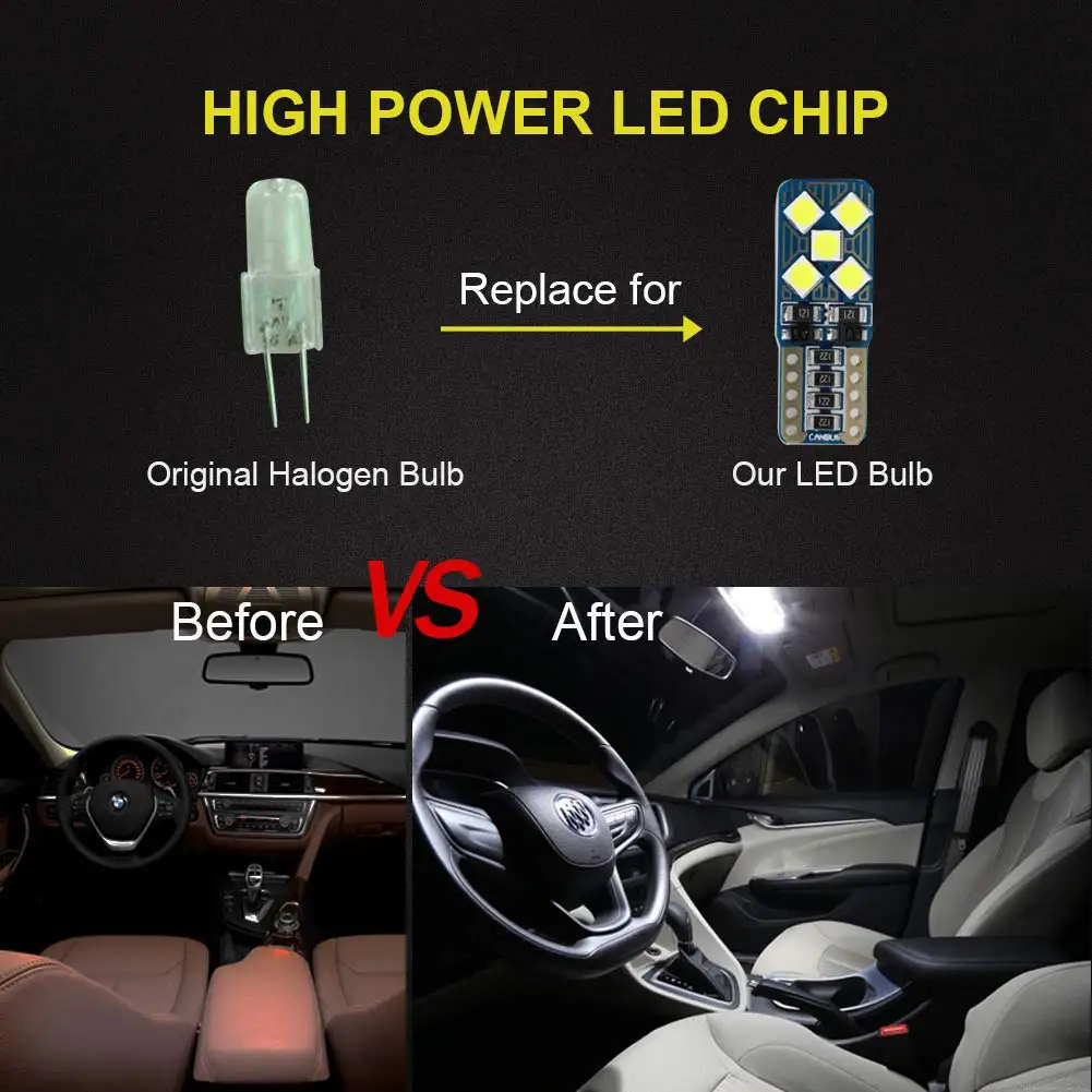 T10 Led Canbus W5W 194 168 3030 10smd автомобильный боковой клиновидный светильник лампа Interiror Dome