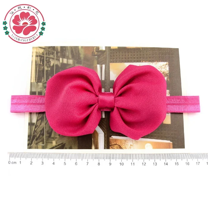 12 шт./лот милая детская повязка на голову шифоновая с бантом однотонные