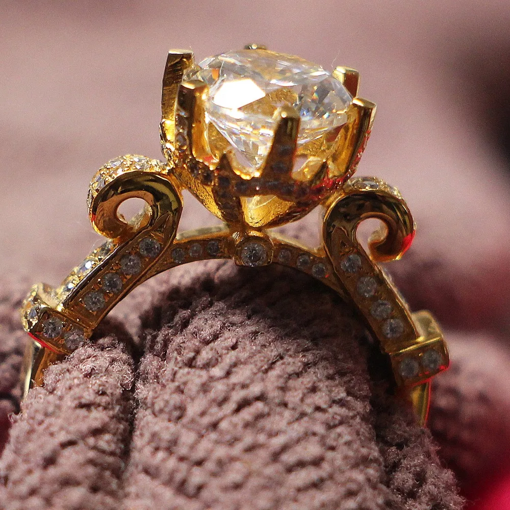 Большой камень! Тестовый настоящий муассант Золотое кольцо розовое 14KT 5CT Moissanite