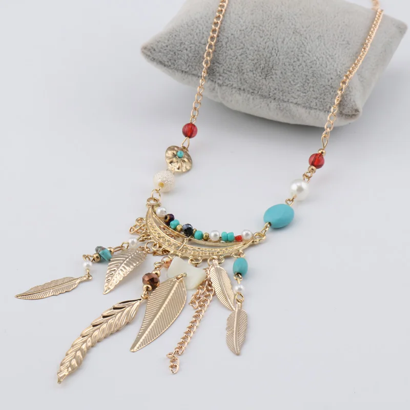 Женское Ожерелье Seblasy этническое золотое ожерелье с кисточками и натуральными