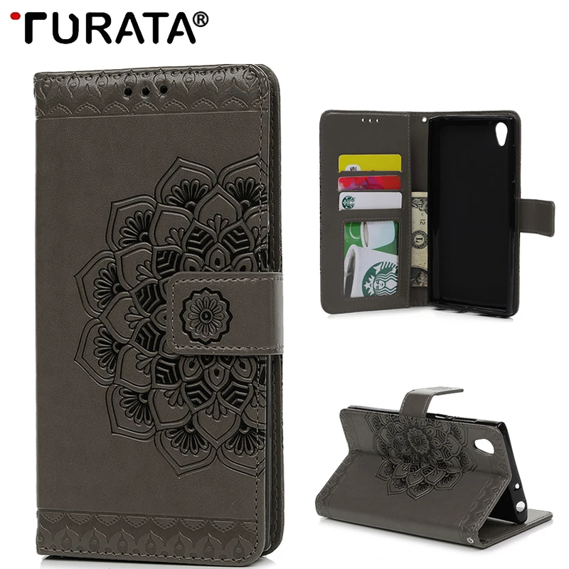Тиснение кожаный чехол для Sony Xperia L1 XZ Premium флип Бумажник сумка Обложка Капа