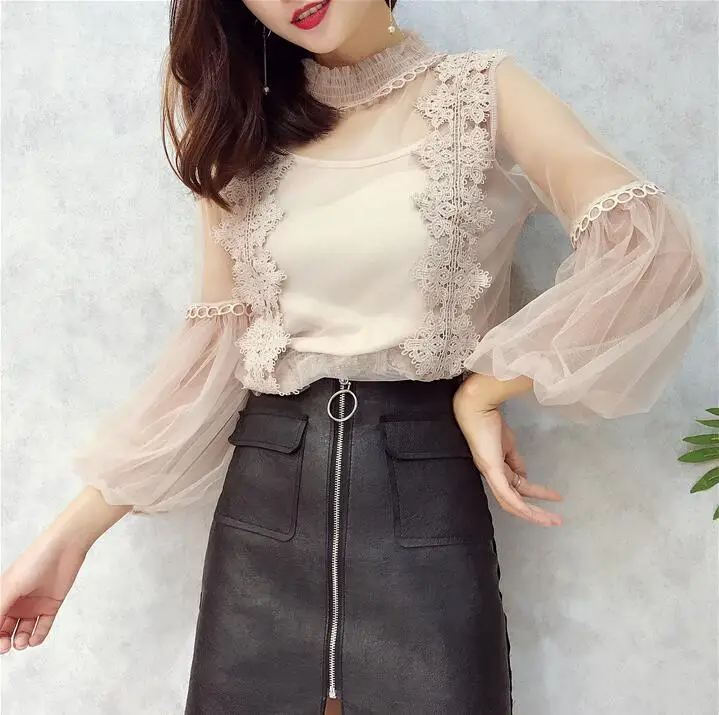 Missoov moda camisas весенне-осенняя стильная блузка женские милые топы сетчатые