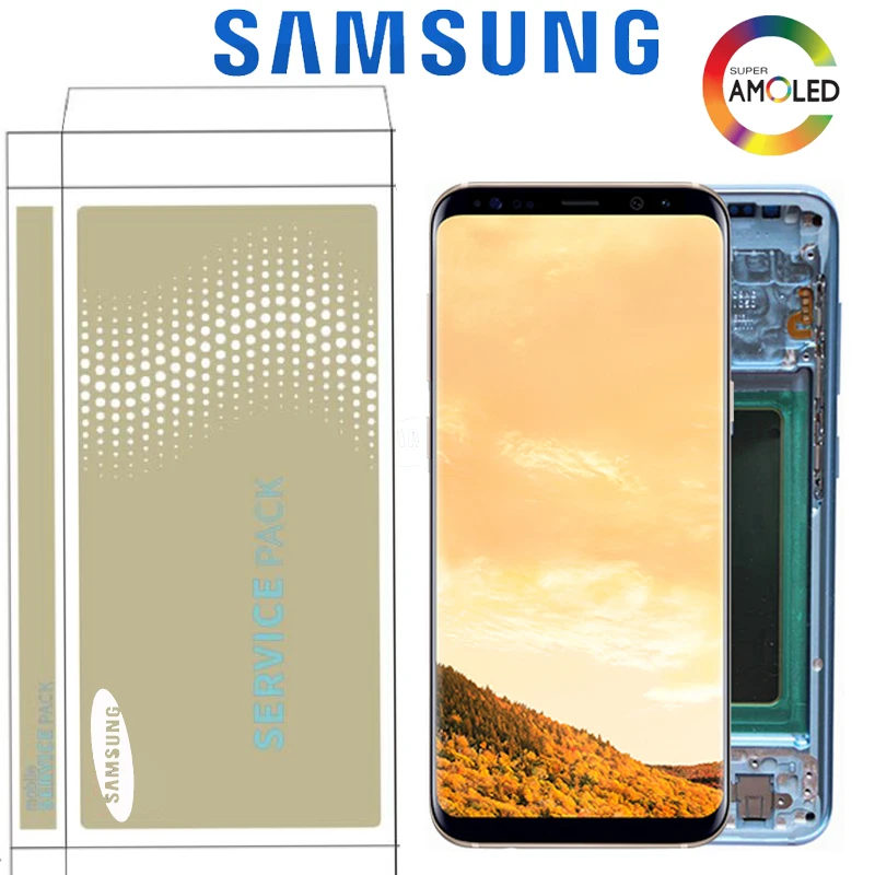 ЖК-дисплей для samsung S8 G950 G950U G950F S8 Plus G955 G955F, кодирующий преобразователь сенсорного экрана в сборе с рамкой