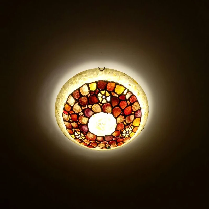 Тиффани Shell лампа для крыльца веранды Кухня Цветной потолок светильник