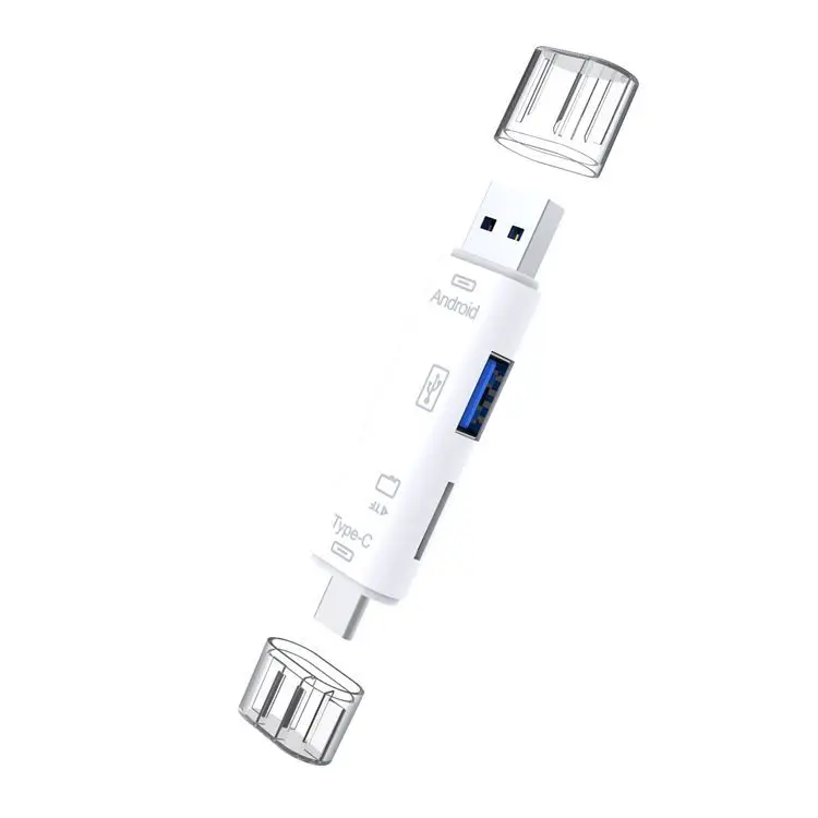 3 в 1 Тип C/Micro USB OTG карта адаптер Тип C/USB/Micro USB SD TF считыватель карт памяти для Andrio PC Mac компьютер скрытый USB - Цвет: white