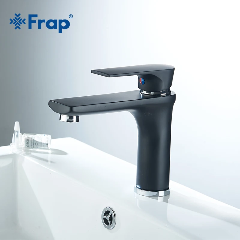 Смеситель для раковины Frap Y10109 однорычажный кран холодной и горячей воды черный