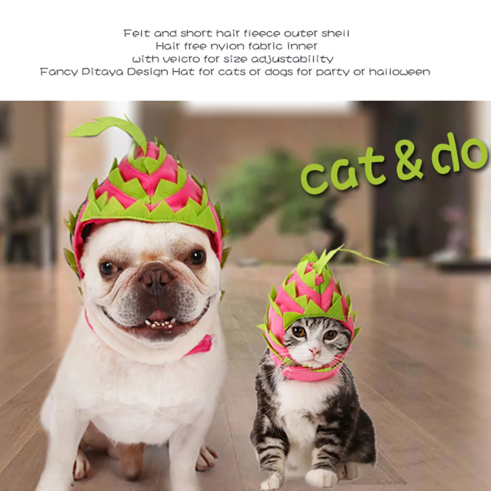 1 шт cat щенок фрукты платье шапка дракон фрукты Форма Pet Головные уборы одежда для вечеринки аксессуары головной убор регулируемый крючок и петля