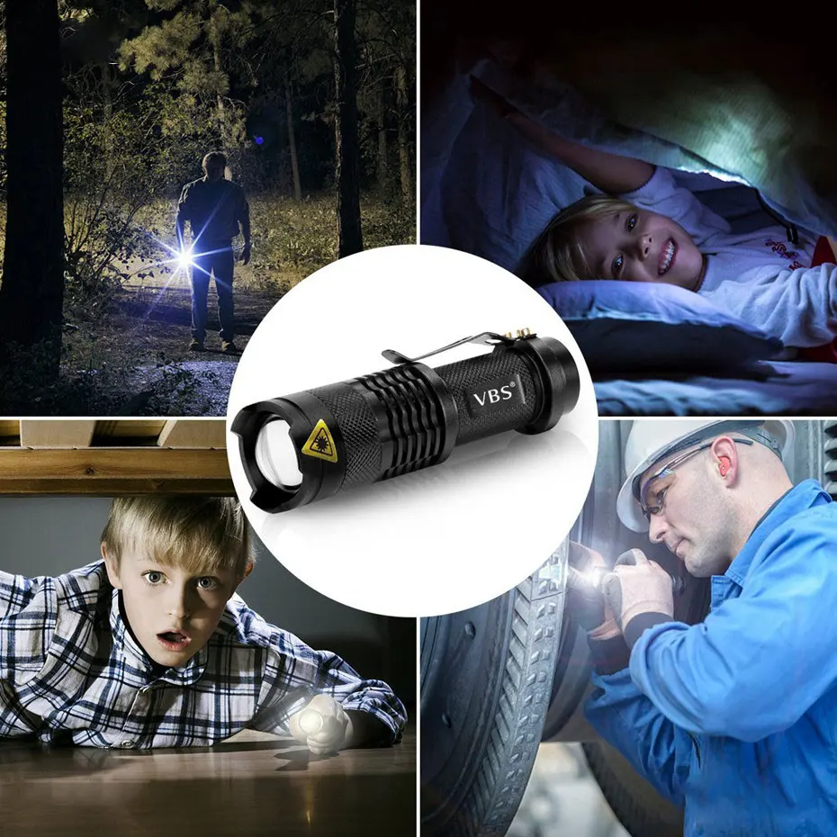 

LED Torch Flashlight 3 Modes Zoomable Mini LED Flash Light aa 14500 Tactical Waterproof LED Tactical Flashlight Q5 1000lm