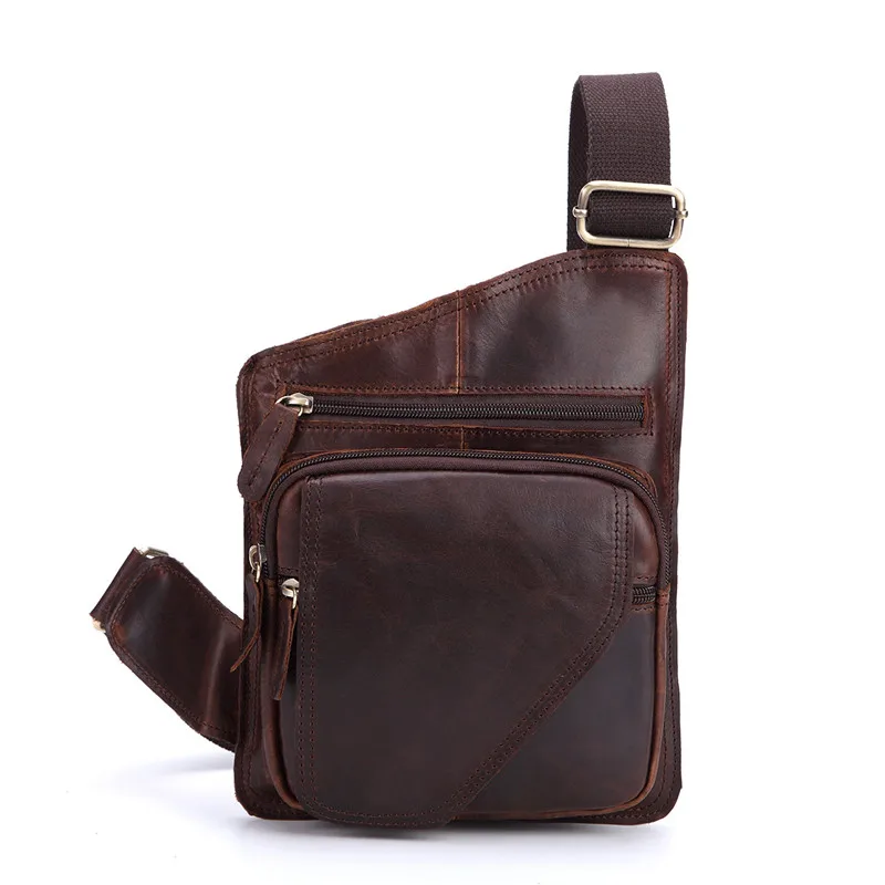 

Nesitu Vintage Small Genuine Leather Men Messenger Bags Real Skin Chest Bag #M214
