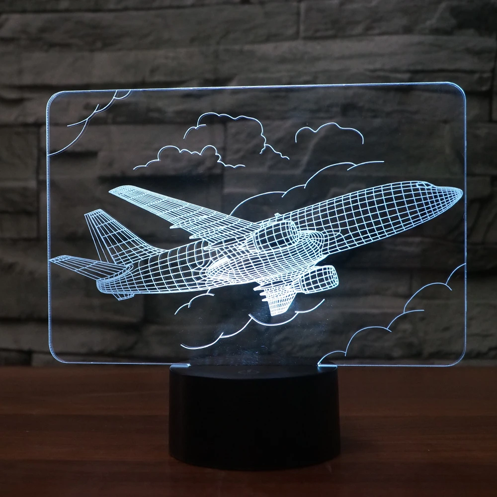 3D облако форма самолета ночник 7 цветов сенсорный выключатель с USB кабелем как