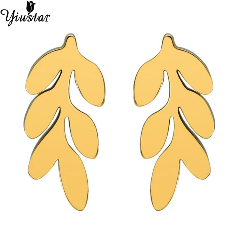 Серьги Yiustar в виде листьев Элегантные Изысканные из нержавеющей стали милые