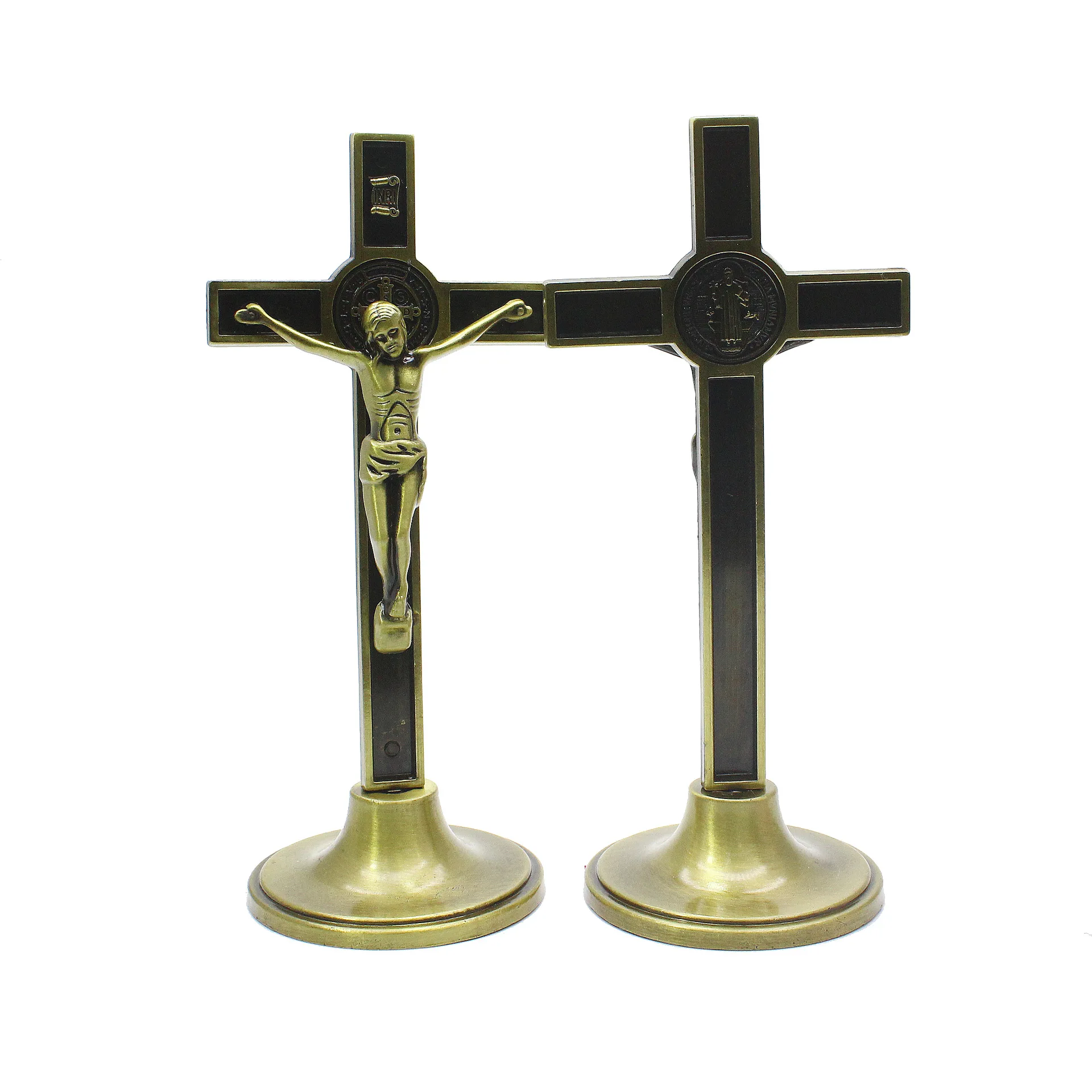 Church Relics Wall Crosses Crucifix Jesus Christ On The Stand Cross Wall Crucifix Antique Home Chapel Decoration Alloy material
