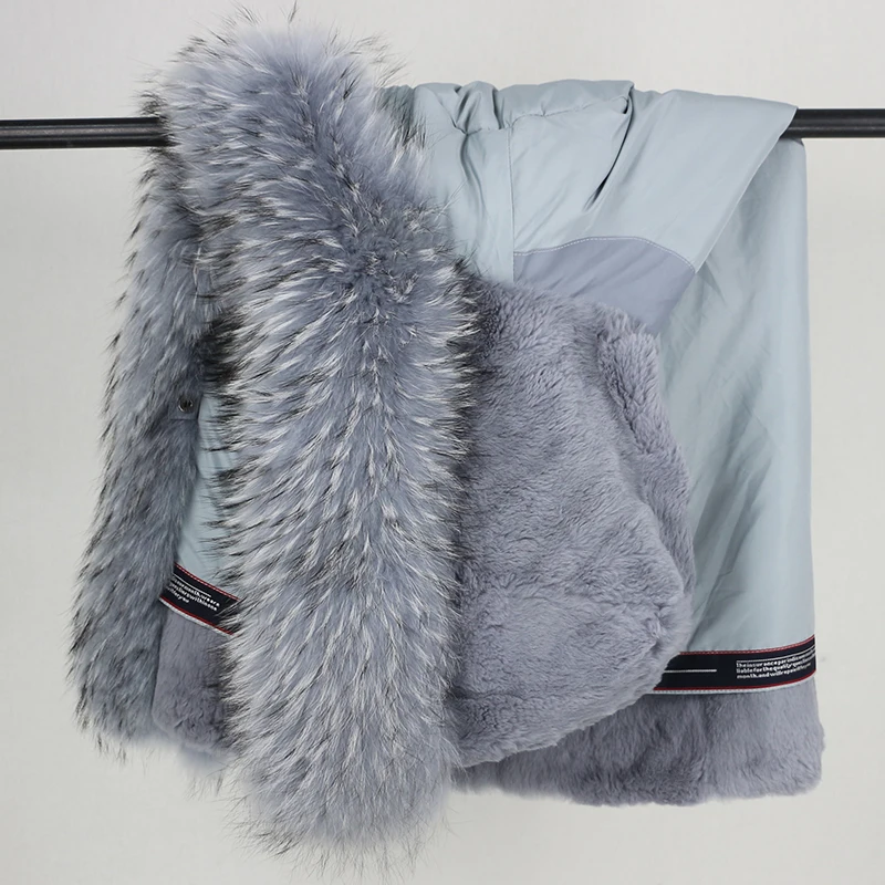 OFTBUY, водонепроницаемая парка, натуральное меховое пальто, зимняя куртка для женщин, воротник из натурального меха енота, капюшон, подкладка из натурального кроличьего меха, съемная