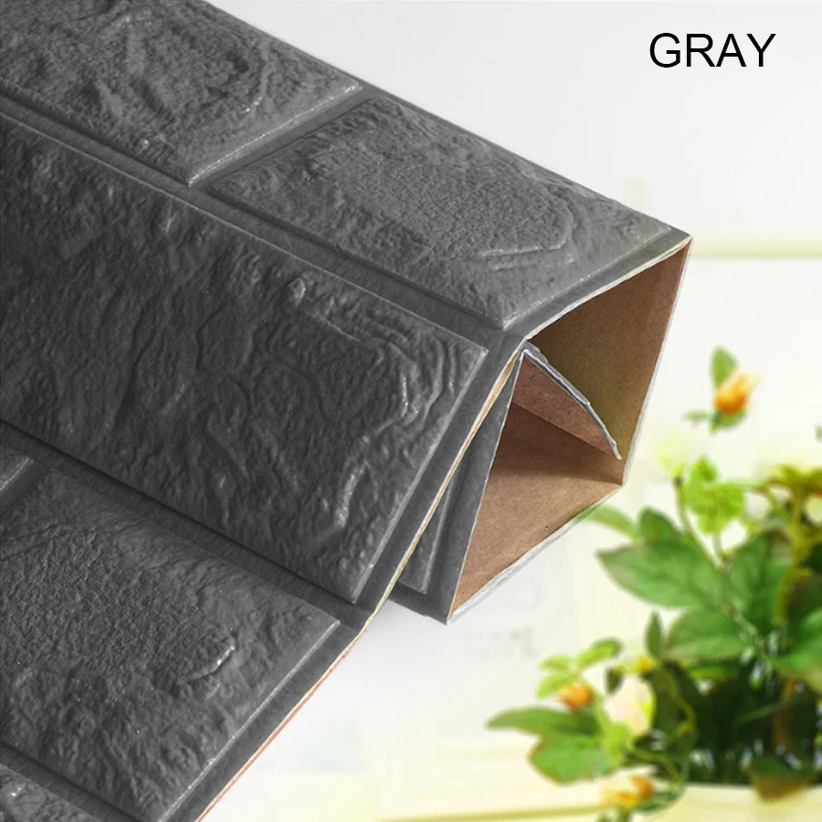 Dark gray Пенополиэтиленовые DIY самоклеющиеся 3D настенные наклейки, кирпичные водонепроницаемые обои, домашний декор для детской спальни, наклейки для гостиной - Цвет: Dark gray