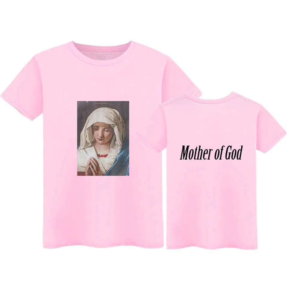 QJM Virgin Mary/Женская хлопчатобумажная рубашка с коротким рукавом Повседневная