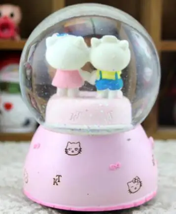 Музыкальная шкатулка в виде хрустального шара с поворотом на снегу WBY 719 +|music