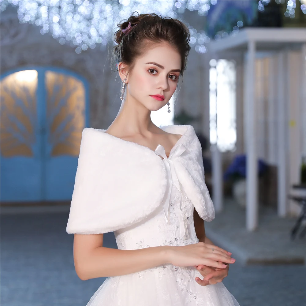 Модная женская теплая накидка из искусственного меха, короткая накидка для невесты, свадьбы, подружек невесты, накидка, зимняя куртка на шнуровке, болеро ручной работы