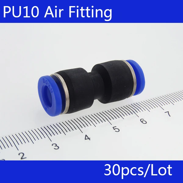 

HIGH QUALITY PU10 30pcs 10 x 10mm Push In Pipe Air Pneumatic One Touch Fittings