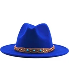 Женская и Мужская шерстяная шляпа Fedora с кожаной лентой, Элегантная Дамская зимняя и осенняя Кепка с широкими полями, джазовая церковь, Панама, Sombrero