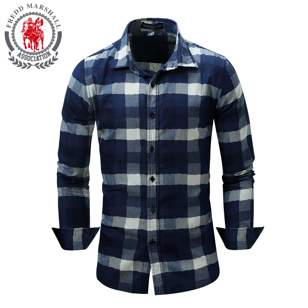 Fredd Marsha Новая повседневная рубашка для мужчин плед мужской рубашки мальчиков Топ