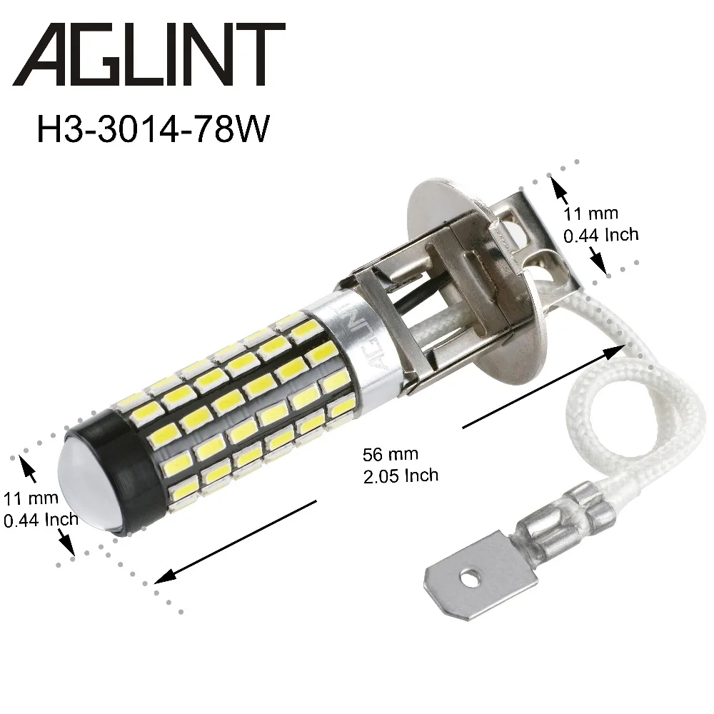 AGLINT 2 шт. Автомобильные фары лампы противотуманные H3 FPC LED 3014 SMD для дневных ходовых