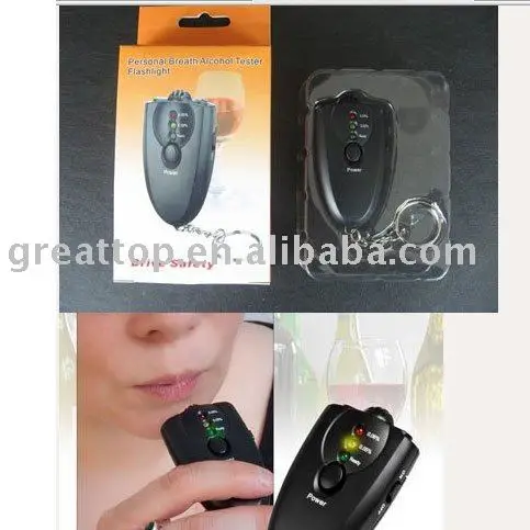 

Portable Mini Flashlight Led Keychain Alcoholimetro Breathalyzer Meter Analyser