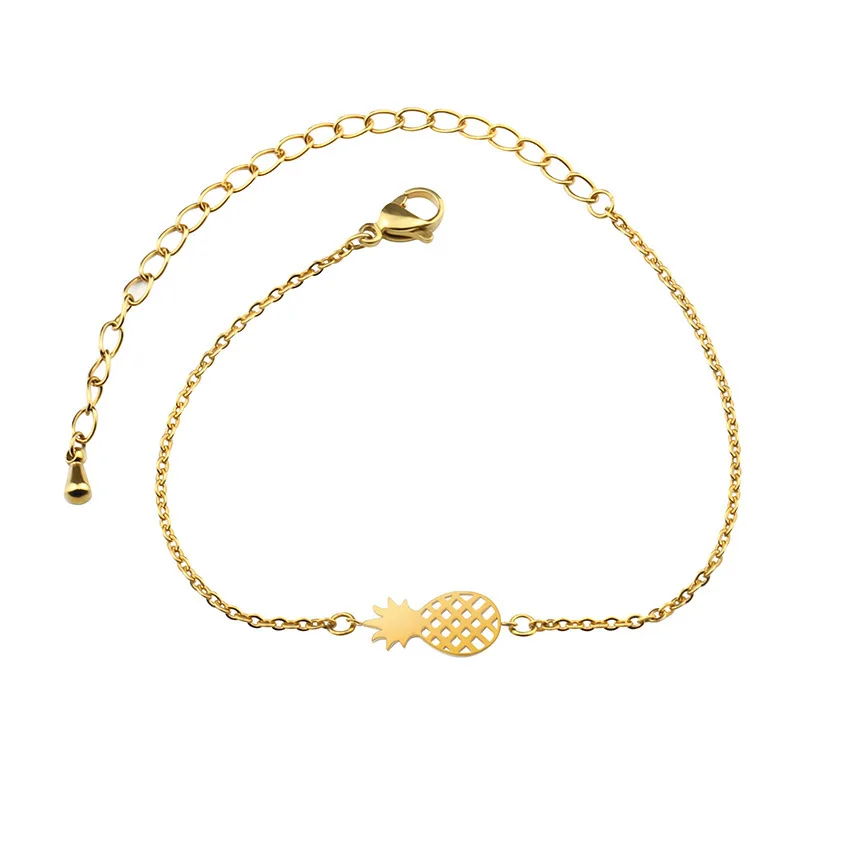 Minimalism Pineapple Bracelet For Women Dainty Gifts BFF Jewelry Stainless Steel Rose Gold Chain Femme | Украшения и аксессуары