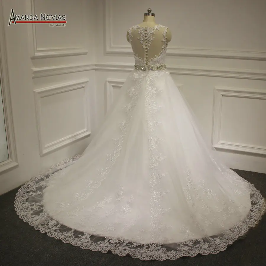 Платье без рукавов с кружевной аппликацией Amanda Novias 2019|vestido de noiva|de noivawedding dress lace |