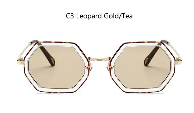 C3 leopard gold tea Tally маленькие шестигранные солнцезащитные очки, Новое поступление, готические Оттенки для женщин, роскошный бренд Cho Eyewear lunette de soleil, ретро очки - Цвет линз: C3 leopard gold tea