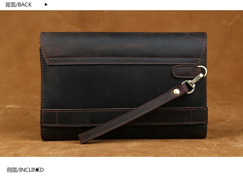 men Handbag vintage Brand Genuine Leather Clutching Bag 2018 man Wallet Purse crazy horse leather Natural Day Clutches |