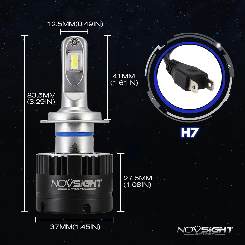 NOVSIGHT Автомобильный светодиодный головной светильник H7 светодиодный H7 супер яркий 80 Вт 14400лм автомобильная лампа фары 5500 к противотуманный светильник